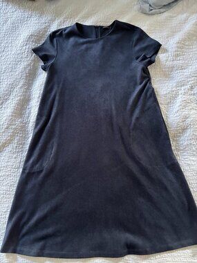 J. McLaughlin Blue Faux Suede Shift Dress with Pockets - Size Small